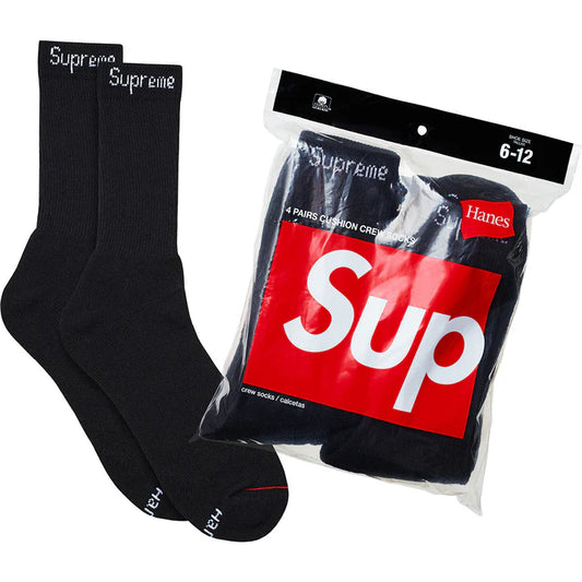 Supreme Hanes Crew Socks "Black" (4 Pack)